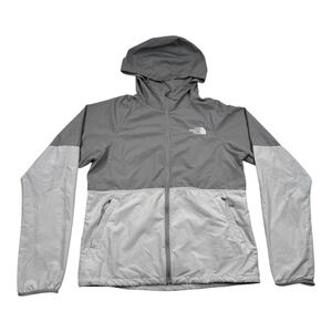 The North Face Jacket Mens Small Gray WindWall Hooded Full Zip Lightweight